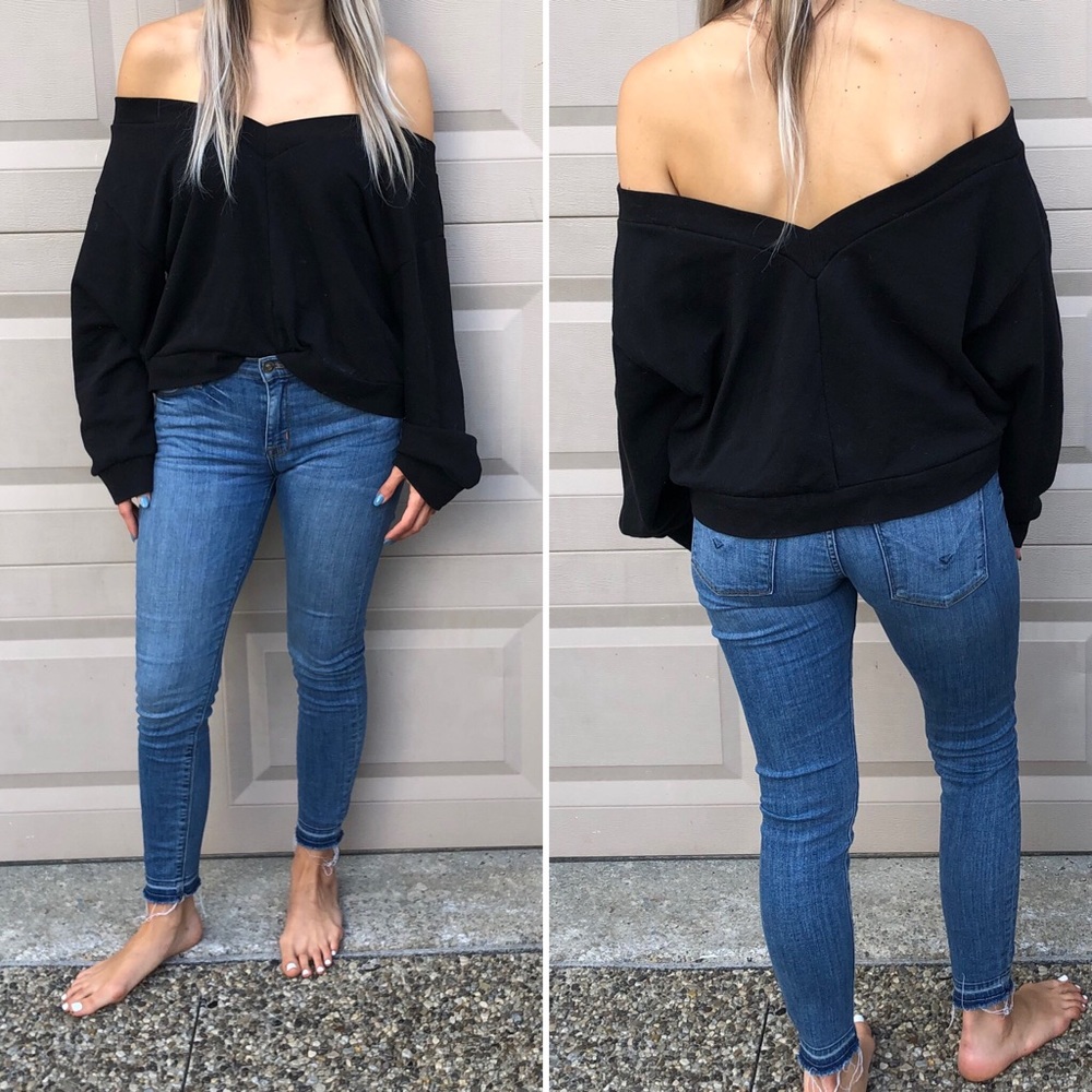 Cheap Monday Off The Shoulders Crop Sweater